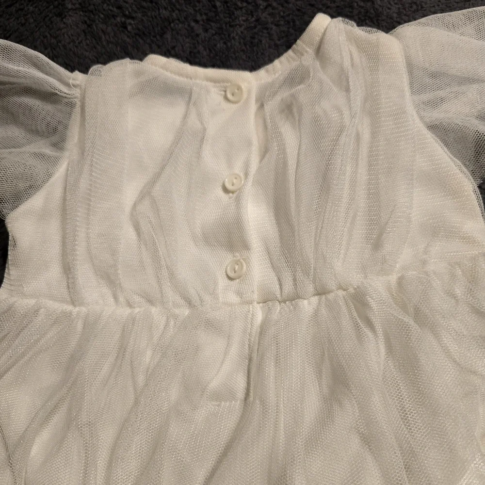 Nannette‎ Baby White 3D Rosette Tulle Dress 6-9M Special Occasion Flower Girl